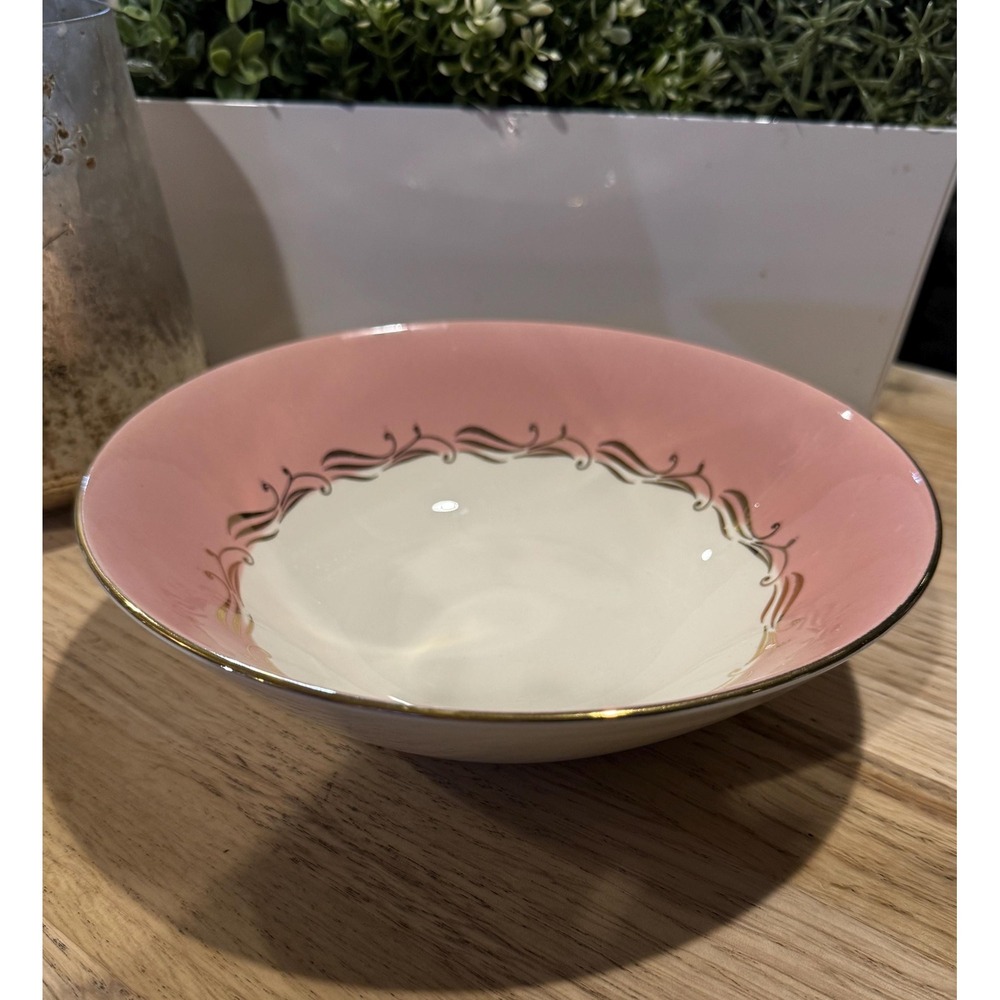Cunningham & Pickett Pink and Gold Bowl – 8.75"